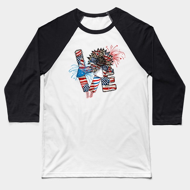 Love USA Patriot Design, 4th of July Baseball T-Shirt by Kribis